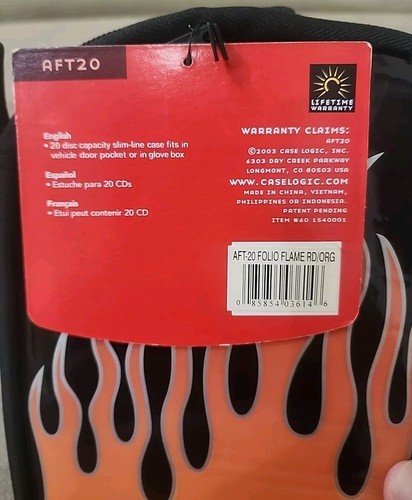 Case Logic CD Case 20 Capcity Flame Graphic NIP Vintage - Picture 5 of 8