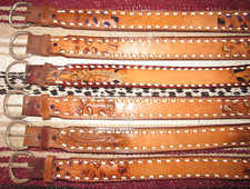 Vintage Western C M Co Buckstitch/Tooled/Inlay Leather Belts 6 pc Size 24 NEW