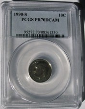 1990-S 10C Proof Roosevelt Dime PCGS PR70DCAM