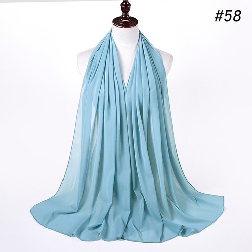 Elegant Plain Chiffon Scarf Hijab Shawl Wrap Women Soft Scarves Headband Muslim - Picture 68 of 96