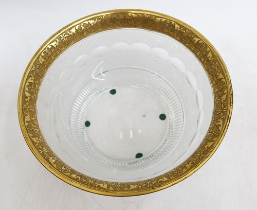 Moser Czech Cut Crystal Glass 9 inch Bowl in Gold Splendid - Picture 3 of 5