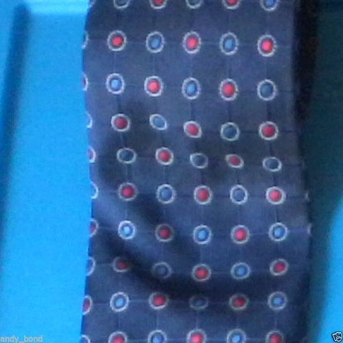 Lange marineblaue + rote Punkte + quadratische Executive Jos A Bank Hals + Krawatte - Bild 2 von 2