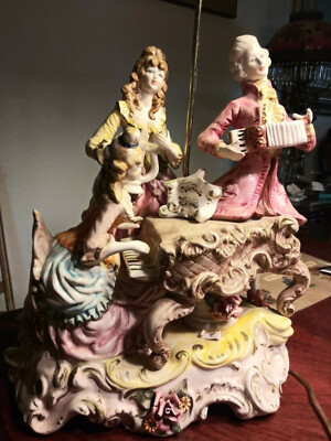 Azzolin Brothers Capodimonte Lamps!! Figural Musicians Trio XLG | eBay