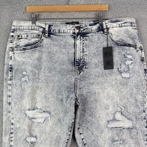 Ed Hardy Men’s Jeans 42x31 NWT Tiger Embroidered Acid Wash Distressed Denim Y2K - Picture 2 of 15