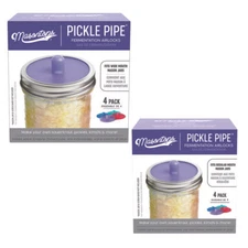 Masontops Pickle Pipes - Waterless Airlock Fermentation Lids - Regular Mouth 8PK