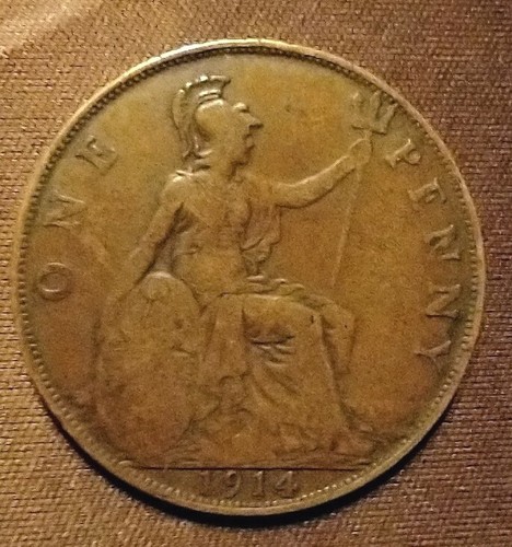 1914 United Kingdom-One Penny- GEORGIVS V Large Penny-Circulated - Picture 3 of 6