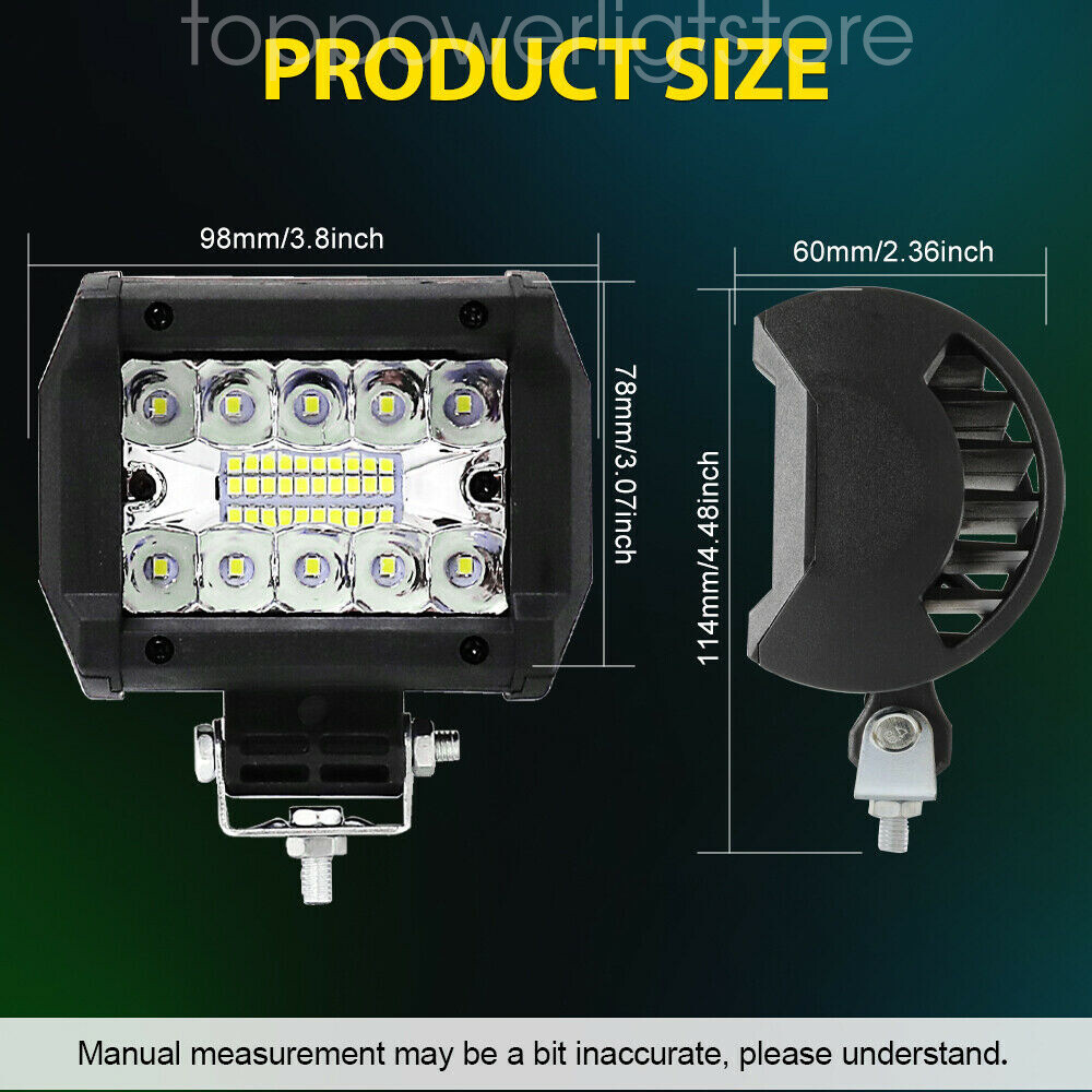 2PCS 4'' Spreader LED Lights Pods Spot Lights Marine Deck Mask Lights Boat 12V