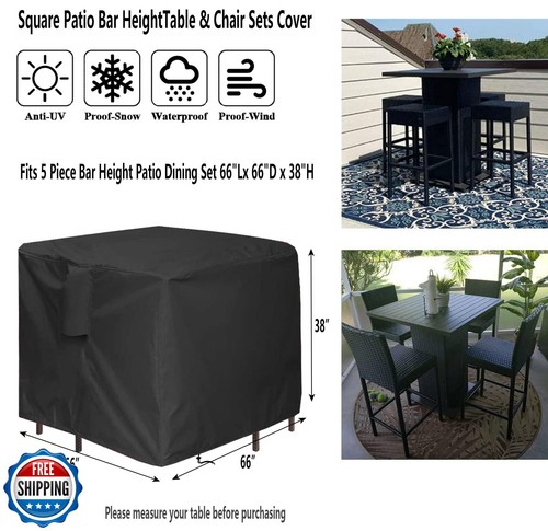 Hengme 5 Piece Bar Height Patio Dining Set Covers, 66 Inch Outdoor Waterproof - Picture 2 of 5