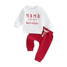 Valentine's Day Infant Baby Girl Boy Outfit Clothes Letter 3-6 Months White