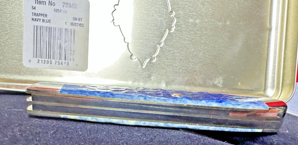 Casexx 2003 W.R. Case & Sons 6254ss Trapper azul marino 75648 en lata Foto 3 de 4