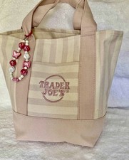 Trader Joe's Striped Canvas Mini Tote Bag Pink With Tassel Summer 2026 Limited