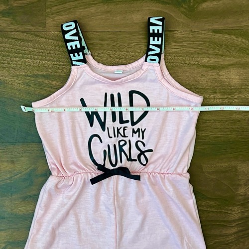 Pink “Wild Like My Curls” Jumper Shorts Romper Girl’s Size M - Picture 7 of 7