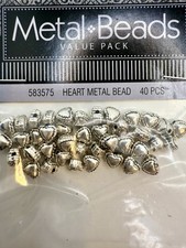 Silver Tone Heart Metal Beads 6mm Qty:40