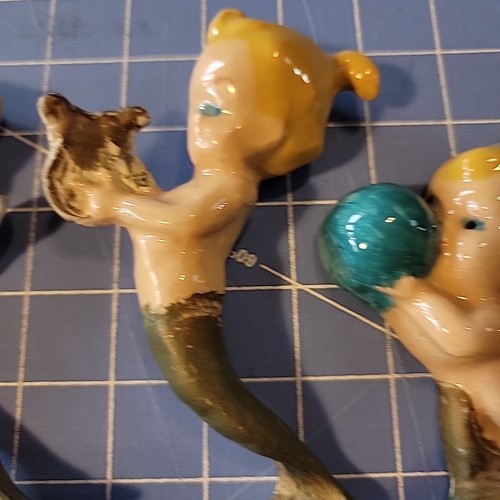 Set Of 4 Mermaid Chalkware Mermaid Pinup Wall Plaque Mid-Century Retro Fish VTG - Picture 3 of 11