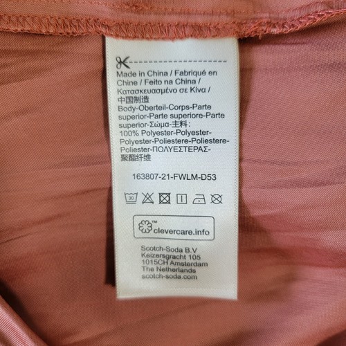 NWT Scotch & Soda Smocking Detail Blouse Keyhole Burnt Orange Copper Satin XL - Picture 9 of 14