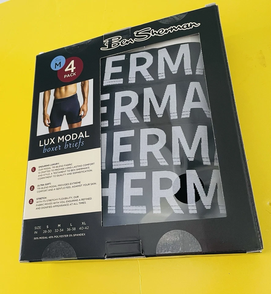 Paquete de 4 calzoncillos boxer modales Ben Sherman Lux negros precio de venta sugerido por el fabricante 49,00 talla M (32-34) Foto 3 de 4
