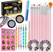 Nail Art Kit Accessories, 15Pcs Nail Art Brushes, Tools, Nail Pen Designing D...