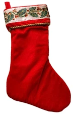 Vintage Christmas Stocking North Star Creations Red Sequin Gold Trim