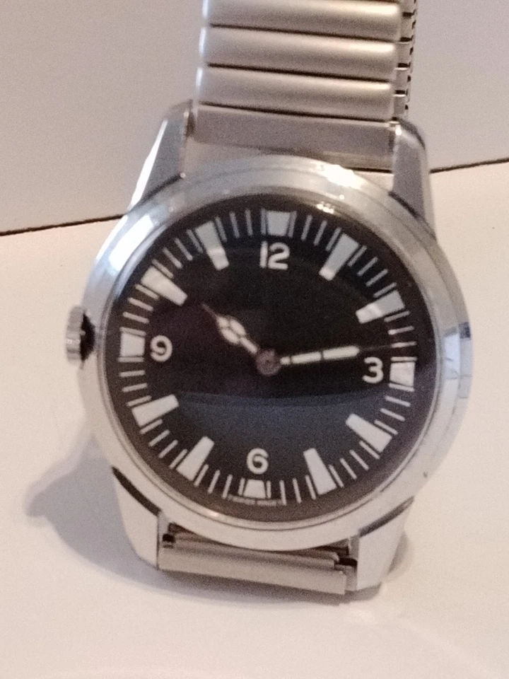 RELOJ MILITAR UT6325 MODIFICADO ESFERA NEGRA En Fixo Flex Correa Satinada Foto 2 de 4