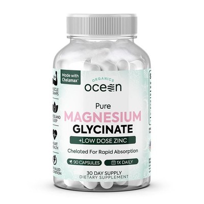 Organics Ocean Pure Magnesium Glycinate with Zinc - Maximum Strength Chelated