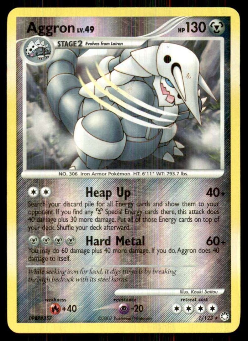 2007 Diamond and Pearl Mysterious Treasures Reverse Foil Aggron Holo R #1