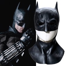 2024 The Batman Latex Black Mask Cosplay Full Head Helmet Latex Halloween Party