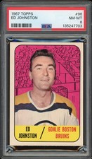 1967-68 Topps Hockey Ed Johnston #96 Boston Bruins GH01 PSA 8