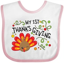 Inktastic My First Thanksgiving- Cute Turkey Baby Bib Animal Children Fun Thanks