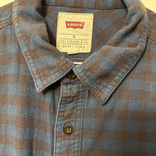 Levi's Shirt Mens Medium Blue Checked Long Sleeve Cotton Lumberjack - Picture 6 of 15