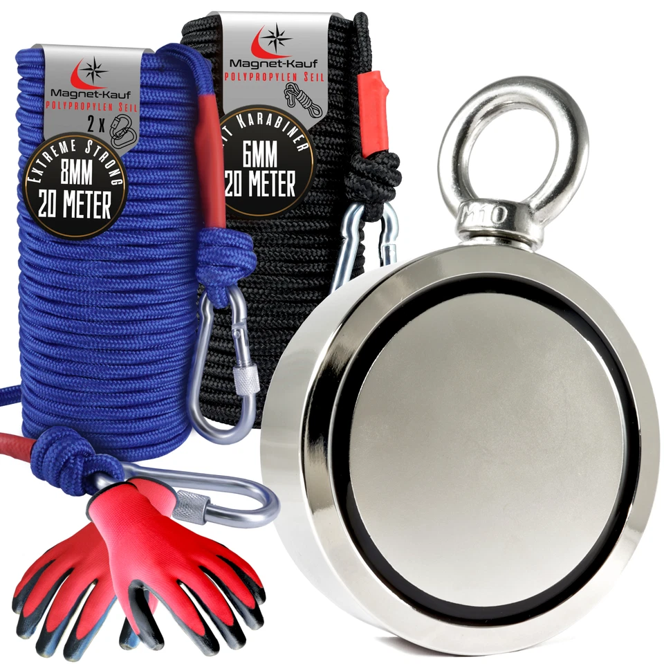 Neodym Bergemagnet Doppel Suchmagnet Magnetangeln Magnet Fischen bis 600 KG 