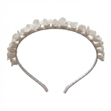 Handmade White Floral Headband with Ceramic Flower Hair Accessory for Daily Use