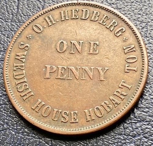 Australia Token. c1850s - Hedberg 1d .. Hobart Ton Tasmania Coin B5 - Picture 2 of 2
