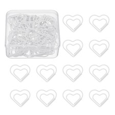 100pcs heart clasp, metal, plastic, white