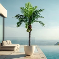 6FT Artificial Phoenix Palm Tree with Coconut Fruit Outdoor Indoor Decor Larg...