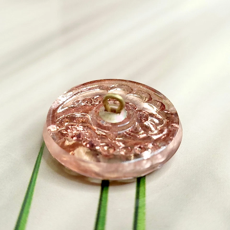 Button 26mm Purple and Yellow Czech Glass Button Art Deco Style - Image 4 of 4