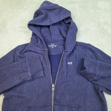 Vineyard Vines Full Zip Hoodie Boys Sz M 12-14 Embroidered Whale Logo Navy Blue
