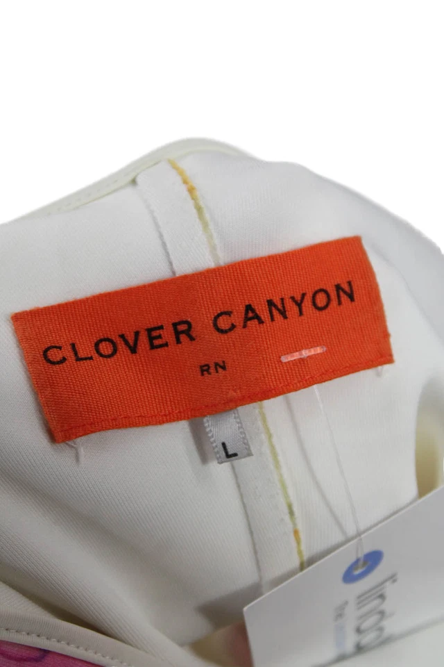 Vestido recto Clover Canyon para mujer floral cuello redondo sin mangas blanco multi talla L Foto 4 de 4