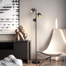 Stehlampe Schwarz-Gold Moderne Höhe 153 cm Für Wohn Schlafzimmer Ohne Glühbirne