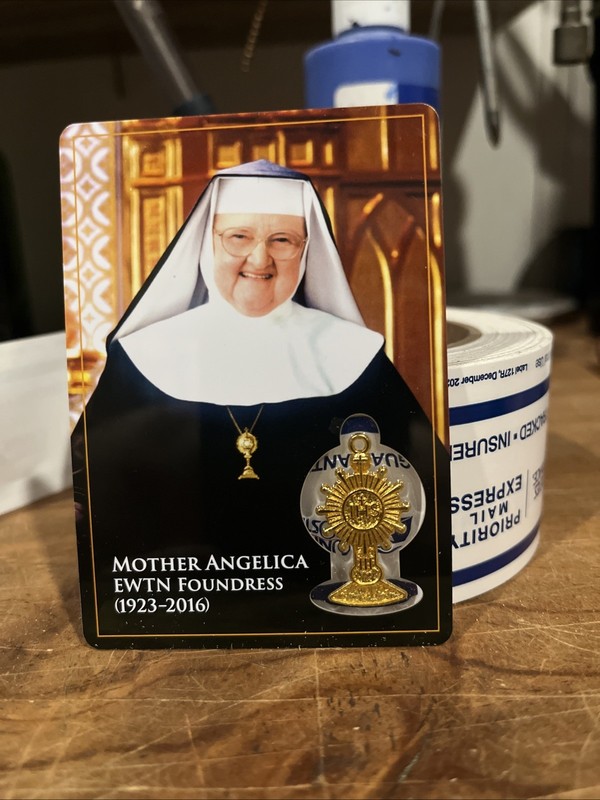 Mother Angelica Pendant and Holy Card Gift Set Catholic Ewtn Religious Jewelry