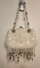 Todd Anthony White Beaded Evening Bag - Clutch Purse Handbag Wedding Bride