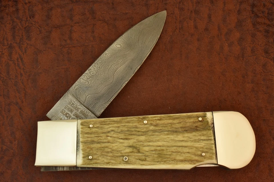 *ENORME CUCHILLO DE EXHIBICIÓN MARCA BULLDOG SOLINGEN ALEMANIA CIERVO LOCKBACK DAMASCO (26729 Foto 4 de 4