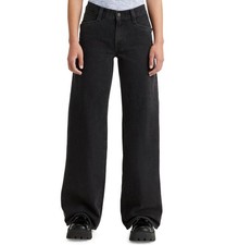 Levi s 94 baggy wide leg mid rise jeans solid black women s size 25 80 new