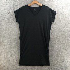 New York & Company TShirt Tee Dress Womens L Black Cotton V-Neck Short Sleeve