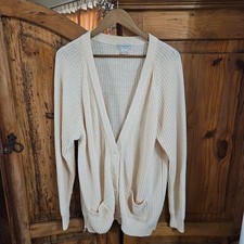 VTG Gap ivory chunky cable Knit grandpa cardigan oversized sweater L pit: 25" 