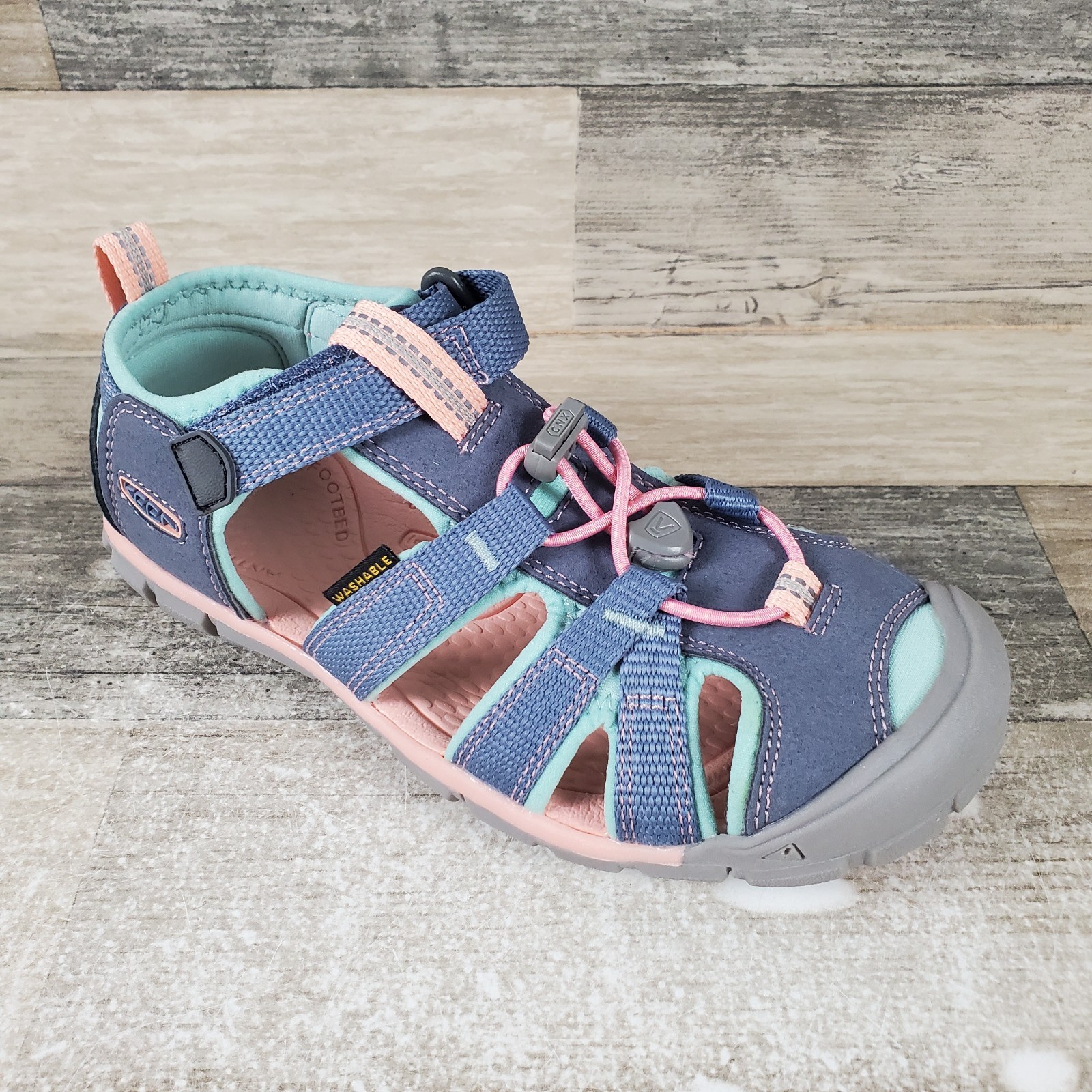 Sandali da trekking KEEN Seacamp II CNX giovanili taglia 2 pietra focaia onda oceano gancio e anello