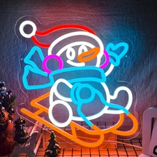 Snowman Neon Sign for Wall Decor Dimmable Christmas Neon Sign for Xmas Decoratio