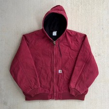 Carhartt J140 DKR red hooded work wear jacket 2XL