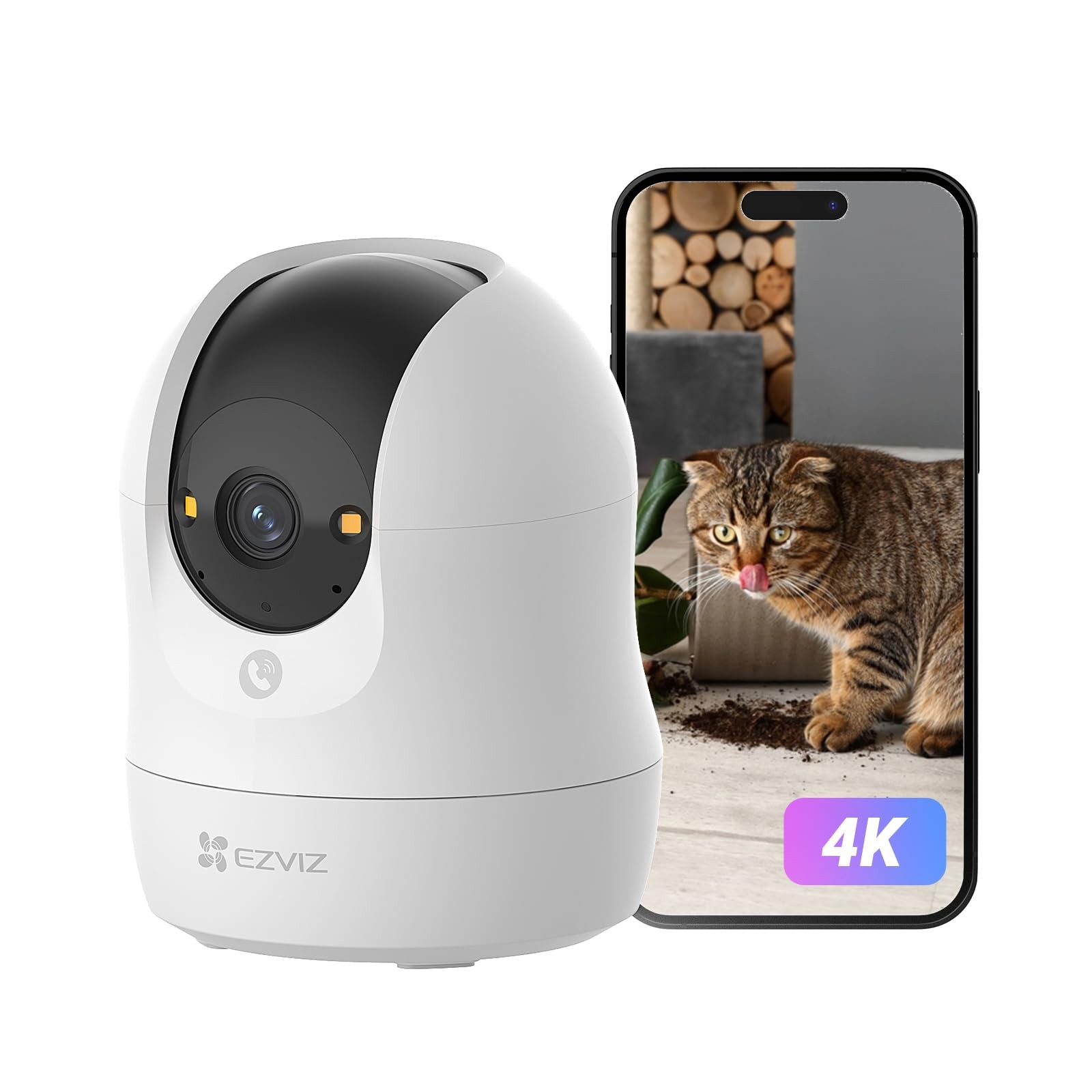 EZVIZ 4K 8MP WiFi Indoor Camera Wired, 360°, CallButton, Colour Night Vision,...