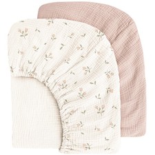 Muslin Cotton Crib Sheets - Neutral Fitted Sheets for Standard Crib Toddler ...