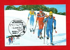 SNOW SKIING AU postcard CROSS COUNTRY stamp MAXIMUM CARD Mt Kosciusko 203
